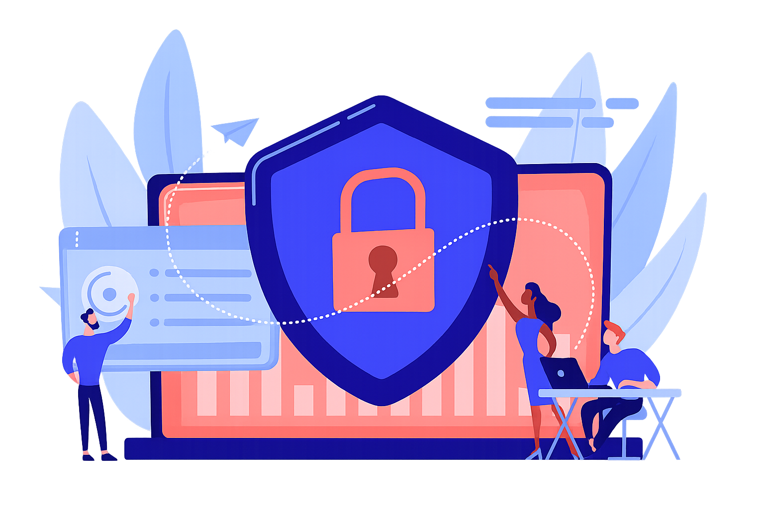 Decoración en página principal en tonos azules, rojos y blancos